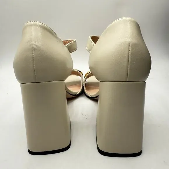 Gucci Charlotte 95 Horsebit Embellished Leather Sandals Nappa White EU 40/US 10 - Picture 8 of 14